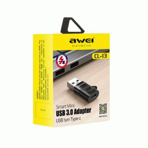 Awei CL-13 Μετατροπέας USB-A Αρσενικό σε USB-C Θηλυκό / Smart Mini USB 3.0 Adapter USB turn Το Type-C Adaptor Χρώμα : Μαυρο