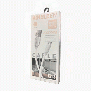 KINGLEEN K203 Καλώδιο Φόρτισης και Μεταφοράς Δεδομένων 2M / Charging And DATA CABLE USB ΣΕ Micro 2.1A - Χρώμα: Λευκό