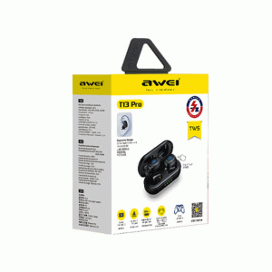 AWEI T13 Pro Ακουστικά Ασύρματα Bluetooth Earpods Wireless Εarphones με θήκη φόρτισης Χρώμα : Μαυρο