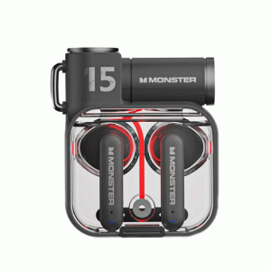 Monster XKT15 Earbud Bluetooth 5.3 Wireless RGB Earphone Ασύρματα Ακουστικά Με Θήκη Φόρτισης - Χρώμα : Μαυρο